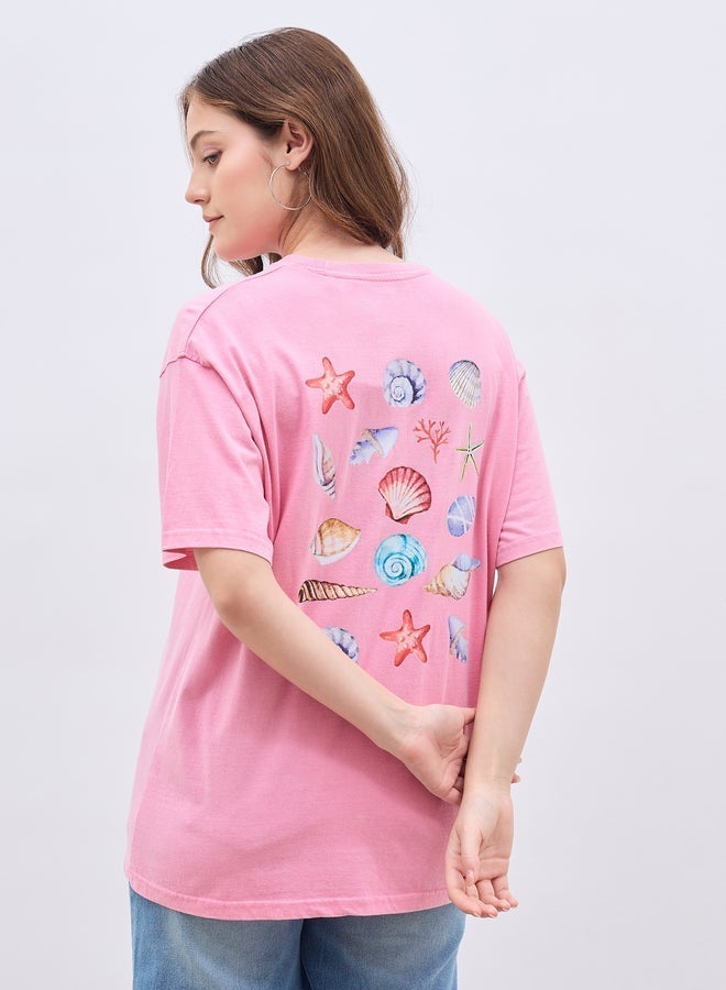 ستايلي تيشيرت أوفرسايز بطباعة جرافيك وغسيل حمضي - Image 5